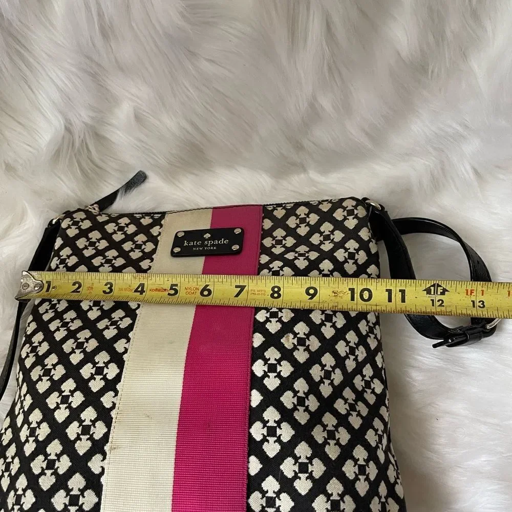 Kate Spade black &off white custom Kate spade logo printed fabric crossbody bag